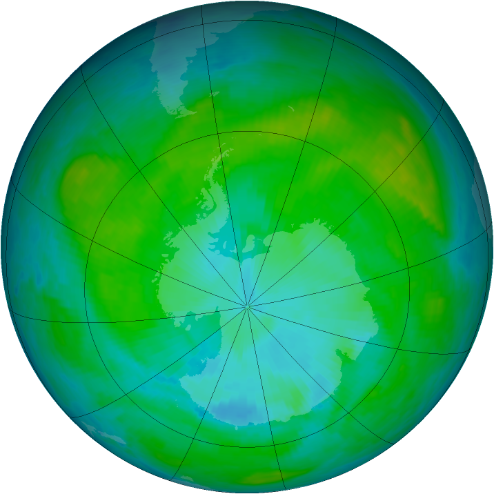 Antarctic ozone map for 17 January 1987